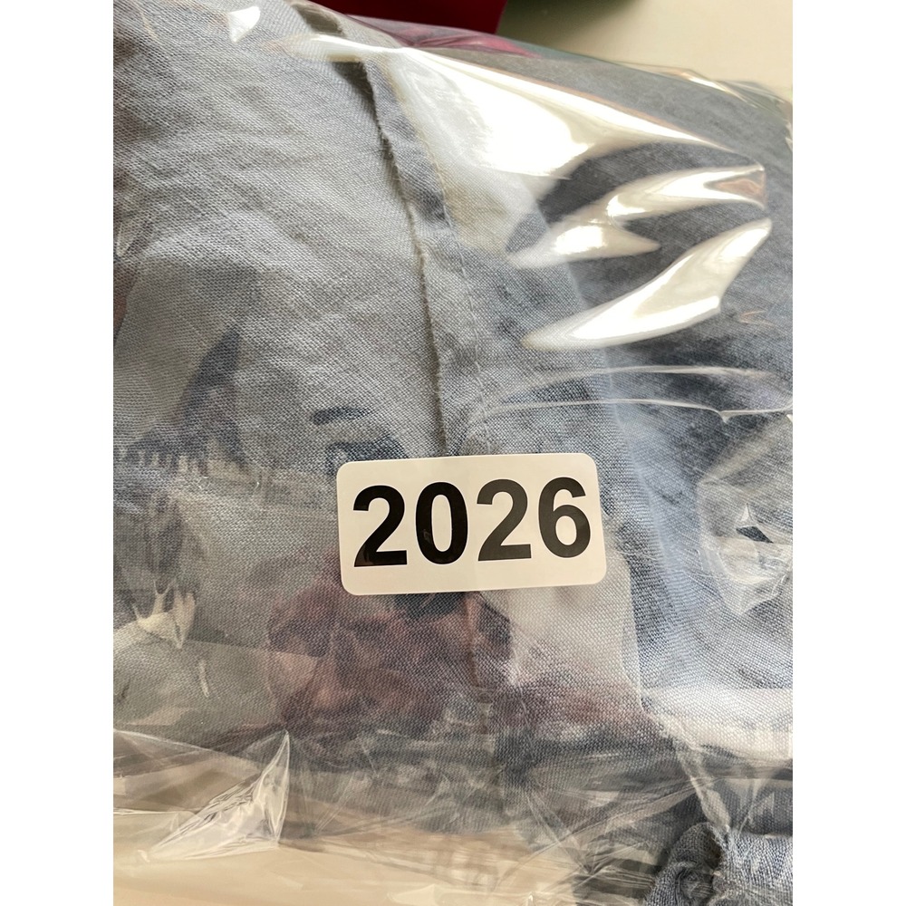 Saks Fifth Avenue Womens Dress XL Midi Blue 100% Linen Boho  Ruffle V-Neck Italy - Picture 12 of 12